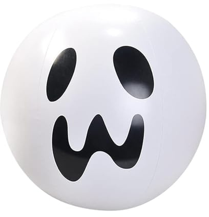 Halloween strandboll – uppblåsbar ljusboll med LED-sprit och vattenbollar, festdekoration för pool, trädgård, terrass, rolig utomhusinomhusbelysning,