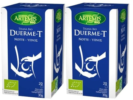 Pack 2x Tisana Duerme T Bio 20 Filtros | Artemis | Infusión Ecológica para Dormir | Relajante y Natural | Sin Cafeína