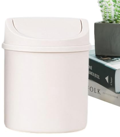 Genérico Cubo De Basura Mini Para Escritorio | Cubo Pequeño Para Escritorio Con Tapa Abatible,Antiolores Para Hogar Baño Cocina Oficina Habitación