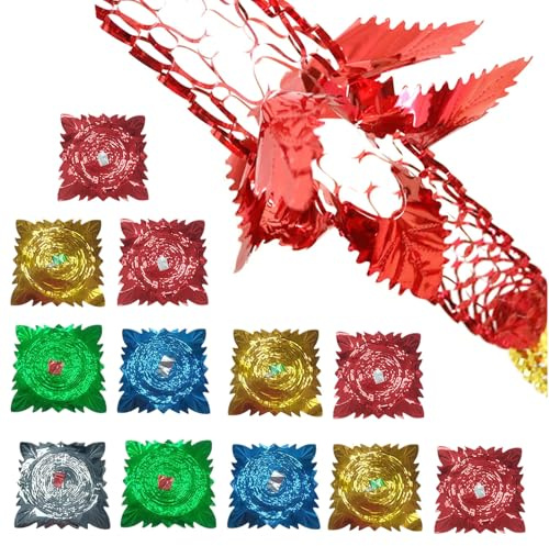 MUNSKT Christmas Ceiling Decorations, 12 Pcs Glitter Hanging Garland with Red Gold Blue Purple Foil Tinsel for Xmas Party Wedding Home Indoor Decoration Supplies