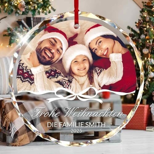 Personalisierte Weihnachtskugeln Mit Foto Text 2025,Weihnachtskugel Christbaumkugel Personalisiert FüR Familie,Freunde,Partner Und Babys,AnhäNger Aus Kristallglas (Familie)