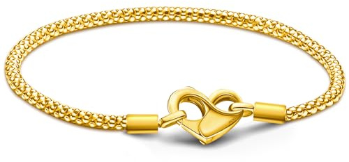 Infinity Nietenketten Charms Anhänger Gold Armband Herz 19CM Damen,ME Charm Moments Goldene Armbänder Sterling Silber S925,Schlangenkette Fake Bracelet,Armreif Schmuck,Geschenk für Frauen Geburtstag