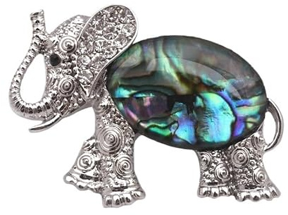 Handgjord Abalone Snäcka Elefant Fågel Katt Fisk Broschnål - Unika Smycken for Djurälskare(Elephant)