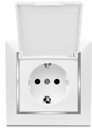 Enchufe de Schuko con Tapa, Enchufe de Pared, Toma de Corriente, Enchufe para Montaje en Superficie, 10AX,16A,250V, Ideal para el Hogar y la Oficina