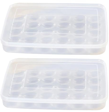 Caja de Huevos con Tapa Plástico Apilable 30 Compartimentos | 2 Piezas Transparentes, Diseño Compacto Antideslizante, Aptas para Cocina y Nevera, Organizador Práctico