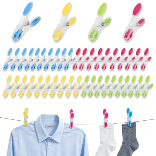 Cozary Mollette Bucato 50 Pezzi, Mollette Colorate Resistenti in Plastica Senza Segni con Silicone Antiscivolo per Cucina Vestiti, Calzini & Asciugamani
