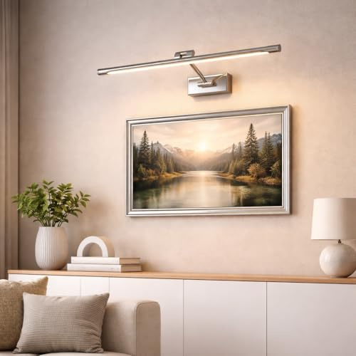 Alpinaluz Aplique LED para Cuadros y Espejos 48 cm 10W 2700K Luz Blanca Cálida Cromado Brillante con Brazo Articulado Orientable para Iluminación Precisa y Elegante