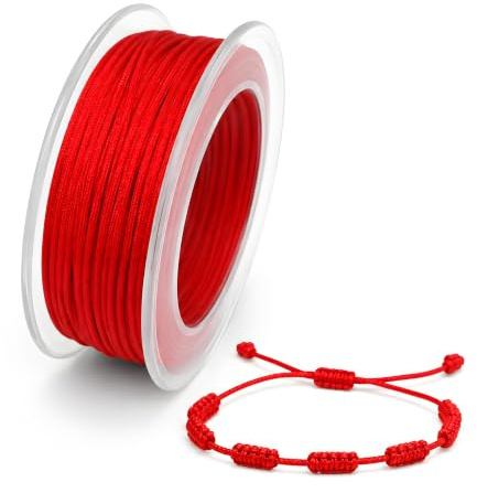 JOVYTH Filo Rosso per Braccialetti 20 m, Corda Intrecciata 0,8 mm Rosso Vivo per DIY, Bracciale Portafortuna, Collane, Regali Fatti a Mano e Accessori Estivi