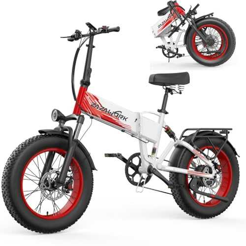 CHEEVALRY 20 Zoll Fat Tire E Bike Klapprad, mit 48V 20Ah Akku Bis zu 120KM, 60 Nm Geeignet für jedes Gelände, 7-Gang, Vollfederung, hydraulische Scheibenbremsen, Elektrofahrrad für Herren und Damen,