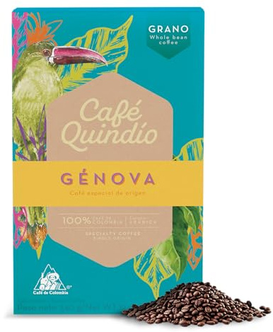 Café Quindío - Cafe De Especialidad En Grano, 100% Arábica Colombia, Tueste Medio - ideal para cafetera goteo, V60 o prensa francesa