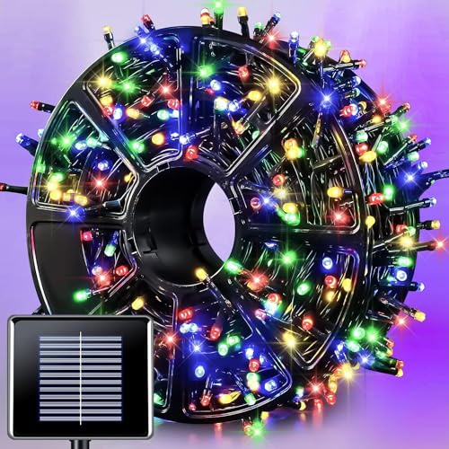 JMEXSUSS 600 LED Solar Christmas Lights Outdoor, 206.7 ft, Multi-Colored