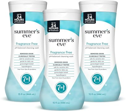 Summer's Eve All-Over Daily Feminine Wash, Fragrance Free, 15 Fl Oz, 3 Pk