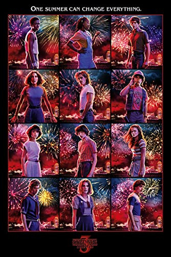 Stranger Things Poster Season 3 Collage (61cm x 91,5cm) + 2 St. transparente Posterleisten mit Aufhängung