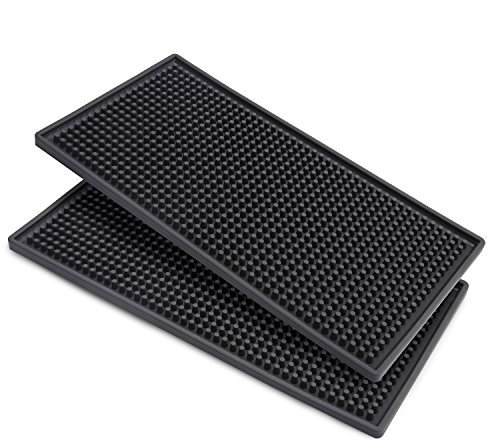 Facmogu 2PCS 30 x 15 cm Gummi Bar Matten, PVC Bar Service Matte für Cocktail Barkeeper, Bar Mats Rechteck Gummi Bier Bar Service Spill Cup Pads Glas Whiskey Kaffee Wein Tee Bier Untersetzer Platzset