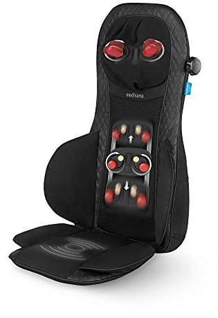 medisana MCG 820 Shiatsu Massagesitzauflage mit Gel-Massageköpfen, Rückenmassage und Nackenmassage, Massagematte mit Wärmefunktion, 3 Intensitäten, Rückenmassagegerät mit Rotlichtfunktion
