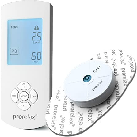 prorelax Tens/Ems Duo Comfort Wireless, Dispositivo Elettrostimo Lazione senza Fili, 2 Terapie con un Dispositivo, contro il Dolore Cronico e per Lo Sviluppo Muscolare, Display Illuminato