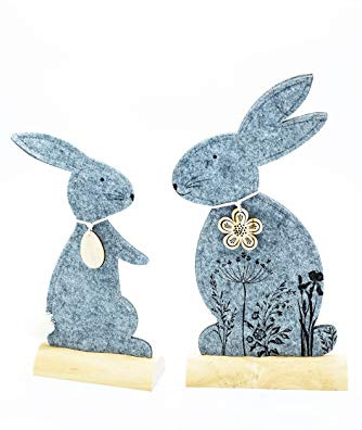 HEITMANN DECO - Hasen - Filz - 2er Set - zum Hinstellen - Osterdeko - grau - ca. 19 x 6 x 37 cm
