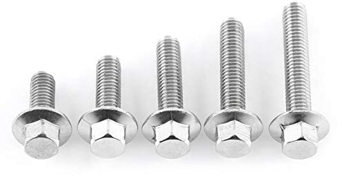 10 piezas M6 de acero inoxidable SS304 tornillos de brida hexagonal tapa arandela tornillos de cabeza sujetador tornillos de cabeza hexagonal tornillos hexagonales de brida(M6*16)