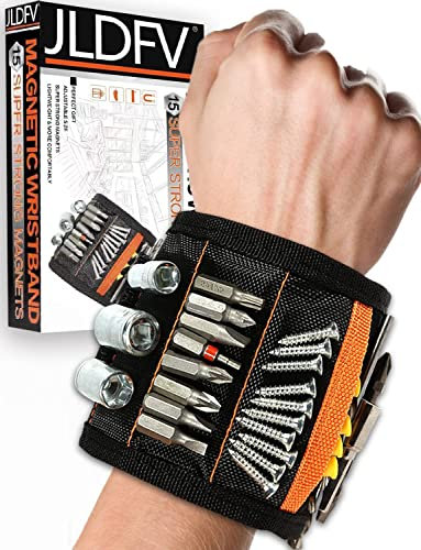 Father's Day Magnetic Wristband - Powerful 15 Magnet Tool Strip for Screws & Nails - Dad's Gift for Father's Day
