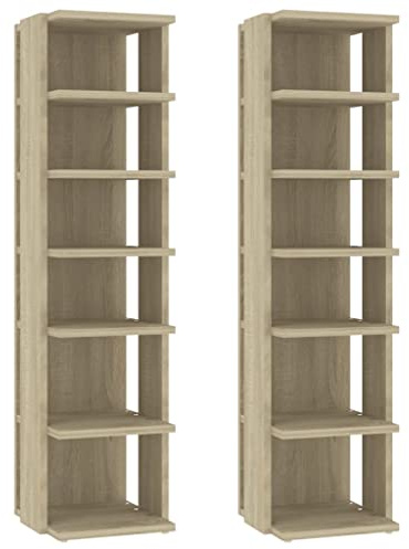 vidaXL 2X Schuhschrank mit 6 Fächern Schuhablage Schuhregal Schuhaufbewahrung Schuhständer Schuhorganizer Sonoma-Eiche 25x27x102cm
