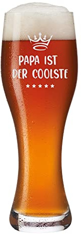 polar-effekt Weizenbierglas mit Gravur personalisiert – Weißbierglas mit Name – individuelles Bierglas graviert- Papa iat der Coolste
