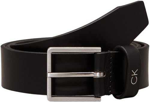 Calvin Klein Uomo Cintura Formal Plaque Belt 3.5 cm Cintura in Pelle, Nero (Ck Black), 115 cm