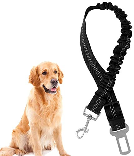 Redamancy Hundegurt fürs Auto, 1 Stück Verstellbarer Anschnallgurt, Hunde Sicherheitsgurt für Auto, Hundesicherheitsgurt mit Elastischer Ruckdämpfung und Starke Karabiner, für Hunde und Katzen.