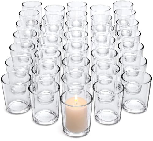 LETINE 72-Pack Votive Candle Holders Designed for Wedding Decor - Glass Candle Holder & Tea Lights Candle Holder - Candle Holders for Christmas, Spring Wedding Centerpiece Table, Party Dinner Decor