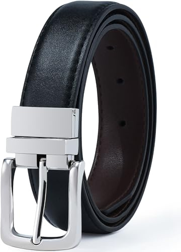 Kajeer Boy Belts Reversible,2 in 1 Kids Belt Durable PU Metal Buckle Youth Toddler Leather Belt for School Uniform Casual