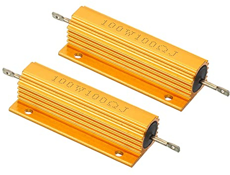 PATIKIL 2 Stück 100W 100 Ohm Aluminium Hülle Widerstand Gehäuse Draht Widerstände Schraube Tap Leistungswiderstand Goldton