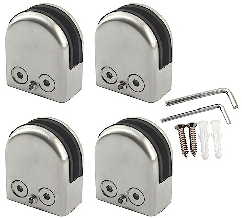 Morsetti per vetro in acciaio inox, 8-10 mm, regolabili, per corrimano, scale, doccia, 4 pezzi