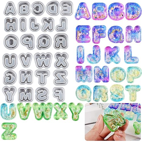 26 Pack Letter Candle Molds - Alphabet & Clay Molds for Resin Casting & Candle Making