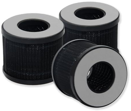 PUREBURE CA09FT-01 Replacement Filter Compatible with DH Lifelabs Sciaire Portable Air Purifier,3-Pack H13 HEPA 3-Stage Filtration (5.5cm OD x 4.5cm H)