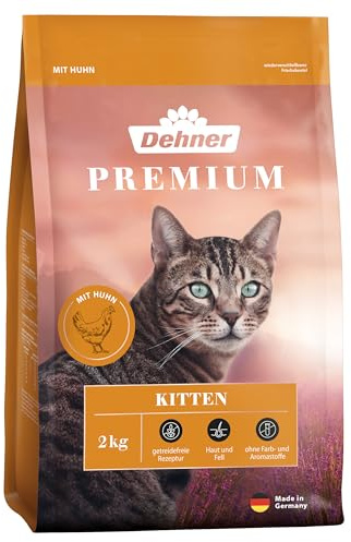 Dehner Premium Katzenfutter Kitten, Trockenfutter getreidefrei, für junge Katzen, Huhn, 2 kg