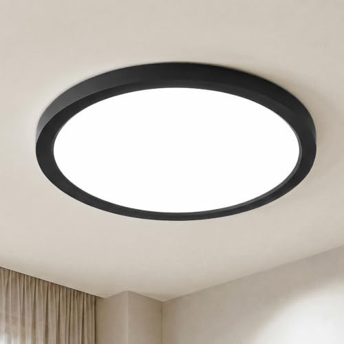 LQWELL® Plafonnier LED, Lampe de Salle de Bain Étanche IP44 Ronde Plate 18W 6000K 1980LM Lampe Simple Moderne Mince pour Salon Chambre Cuisine Balcon Couloir Sous-Sol Bureau, 220 * 24mm