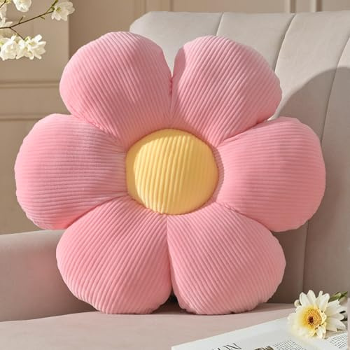 Yhoelata Blumenkissen Rosa, Sitzkissen Boden Aesthetic Zimmer Deko Bedroom, Ganseblumchen Deko Kissen Kinderzimmer, Preppy Room Decor, Sofa Kissen 38 cm