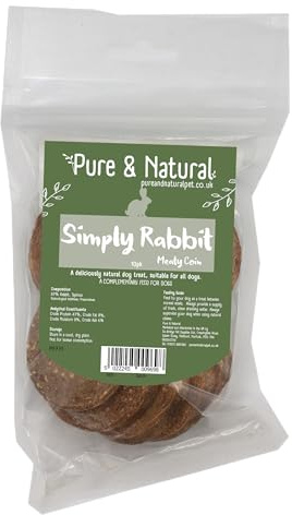 Pure & Natural Meaty Coins - Grain Free Dog Treats in 9 Flavours | Natural Training Treats for Dogs Healthy Dog Chews & Jerky for Dogs - Rabbit, 10 Coin Bag