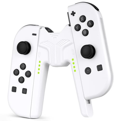 OFFCUP Gaming-Griff, V-förmiger Ladegriff, Joy-con Charger Grip | bequemer Griff mit Batterieanzeige, für Nintendo Switch, NS/OLED, Joy-con (weiß)