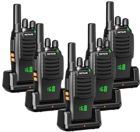 Retevis H777H Walkie Talkie, Funkgeräte Set mit Verstecktes Display LED, Kanal und Batteriestand Anzeigen, USB-C, Lesbarkeit, VOX, Funkgerät für Einzelhandel, Supermarkt (5 Stück, Schwarz)