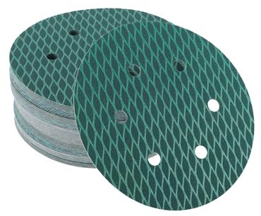 VekAuto 50 Pz Dischi Abrasivi, 6 Pollici 6 Fori 240 Grana adesivo Carta Vetrata Universale per Metallo, Riparazione Automobilistica Durabilità e Flessibilità Carta Alluminio Blu
