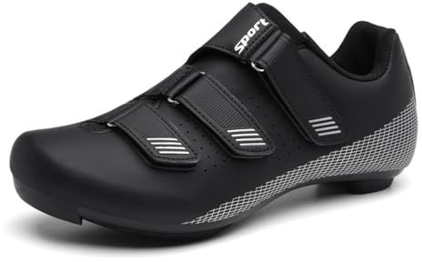 omcam Fahrradfahrschuhe Für Herren Bequeme rutschfeste Indoor-Fahrradschuhe Atmungsaktiver Fahrradtrainer Kompatibel Mit SPD Und Look Delta Cleats,Schwarz,44 EU