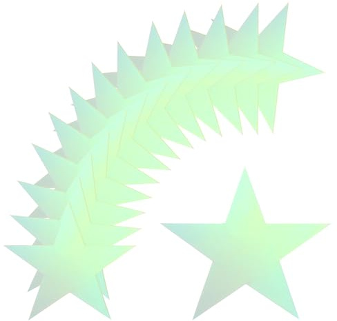 QUARKZMAN 36pz Stelle Iridescent Argento Ritagli Stelle in Carta Stampata Doppia Decorazione Stelle in Cartone per Parete della Classe Forniture per Feste Notturne a Tema Cinema, 6 Pollici