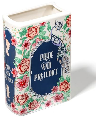 Dnnnii Keramik Buch Vase mit Unique Home Decor und Blumen Vase, niedliche und Funky Bücherregal Dekor für Buch Liebhaber, große dekorative inspiriert durch das Looking Glass