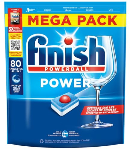 Finish Power Pastilles Lave Vaisselle - Nettoyage et brillance à chaque lavage - 80 tablettes - lot de 6