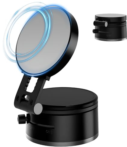 Amandir 2025 New Magnetic Suction Phone Holder, Retractable Folding Mobile Phone Stand, 360° Rotatable Suction Cup Phone Mount, Vacuum Magnetic Cell Phone Holder for Car/Gym/Screen/Smooth Surface