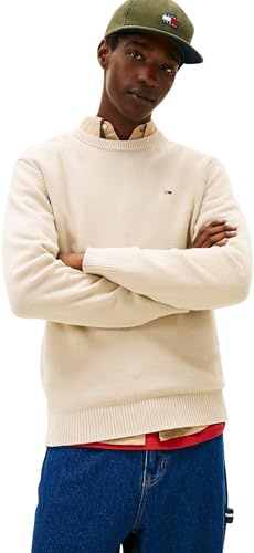 Tommy Jeans Tjm Slim Ess Sweater Ext DM0DM21787 Pullover Maglione, Beige (Sabbia del Golfo), L, Beige (Sabbia del Golfo), L