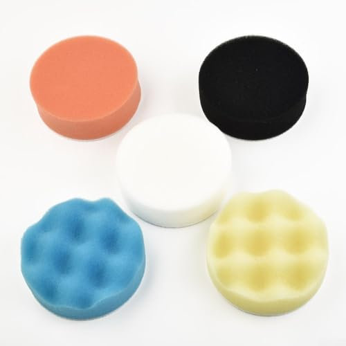 50 Stück Polierschwämme 75Mm 3 Zoll Für Auto Polierpads Set, Schwamm Polierscheiben Für Fahrzeugreinigung, Wachsen, Polieren, Lackpflege, Flach & Wellenform, Verschiedene Farben