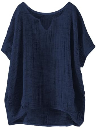 Vente Flash du Jour Et Soldes Homme Tee Shirt Femme Bas Elastique Blouse Chemisier Vetement Ete Chic Allaitement Chemises Longues pour Femmes Haut en Crochet Grande Taille Lin Team De La Mariée
