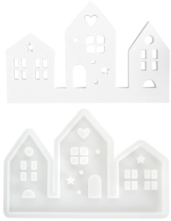 Godneei 3-House Candle Moulds, Silicone Moulds for Resin, Clay and Plaster of Paris, Easter Mould Silicone for DIY Craft Projects