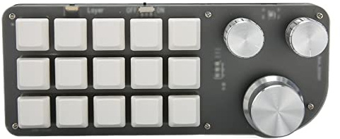 ACOGEDO Tastiera Meccanica con una Mano con 15 Tasti e 3 Manopole Programmabili, RGB e compatibilità USB, Tastiera Mini di Gioco Multifunzionale per Controllo PC Senza Sforzo